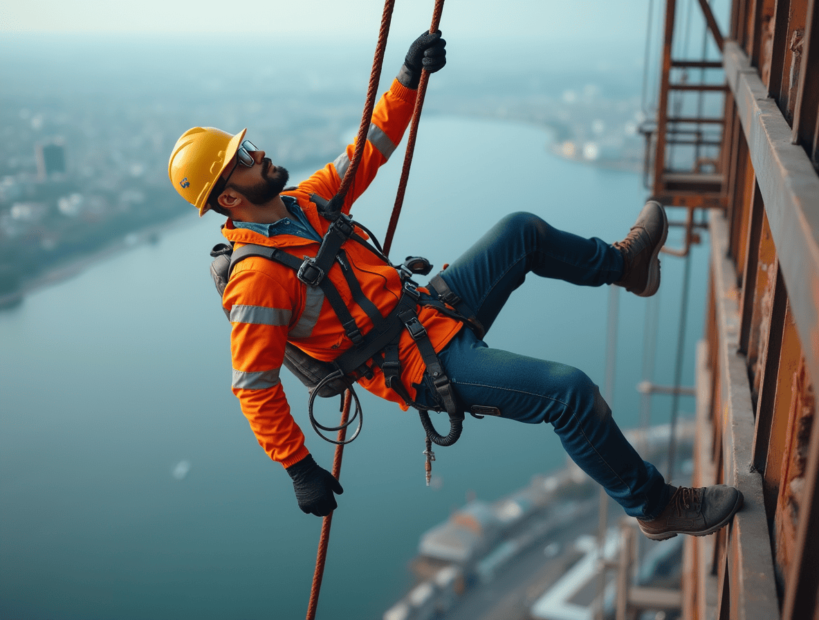 یک مهندس متخصص کار در ارتفاع همراه با فال ارستر