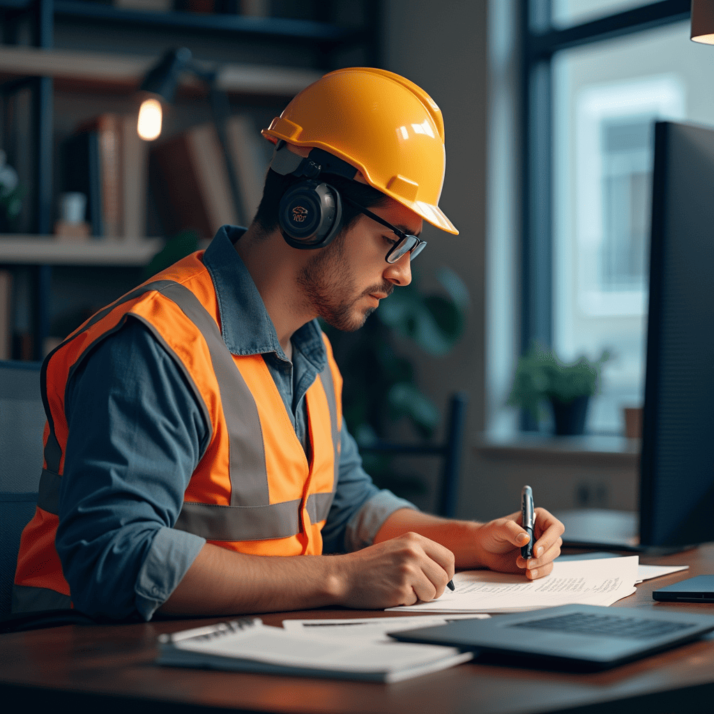 مهندس در حال ارزیابی ریسک